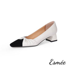 將圖片載入圖庫檢視器 White-Leather-High-Heel-with-Special-Deisng-and-Black-Toe-Cap-product-shots-white-background