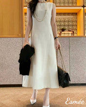 Load image into Gallery viewer, Beige-Korean-Cotton-One-Piece-with-Sleeveless-Design-model-shots
