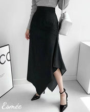 Load image into Gallery viewer, Black-Cotton-Bias-Cut-Long-Dress-model-shots-2
