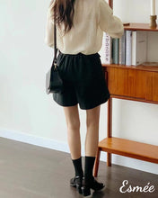 Load image into Gallery viewer, Black-Cotton-Skorts-with-Pocket-Design-model-shots-2
