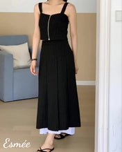 Load image into Gallery viewer, Black-Crop-Top-and-Layered-Dress-model-shots
