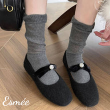 Load image into Gallery viewer, Black-Fabrics-Maryjanes-with-Bow-Knot-and-Pearl-Design-model-shots
