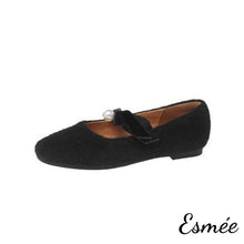 Load image into Gallery viewer, Black-Fabrics-Maryjanes-with-Bow-Knot-and-Pearl-Design-product-shots-white-background
