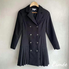 Load image into Gallery viewer, Black-Korean-Cotton-Blazer-Dress-with-Pleaded-Design-product-shots
