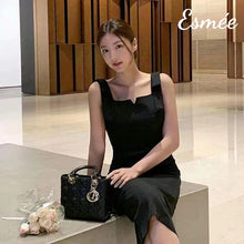 Load image into Gallery viewer, Black-Korean-Cotton-One-Piece-with-Wide-Bow-Knot-Straps-model-shots
