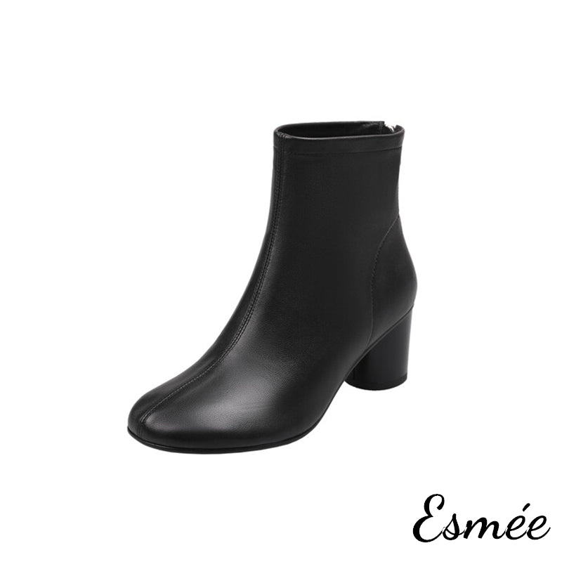 Black-Leather-Ankle-Boots-with-Round-Toe-and-Cylinder-Heels-product-shots-white-background