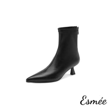 Load image into Gallery viewer, Black-Leather-Ankle-Boots-with-Stiletto-product-shots-white-background
