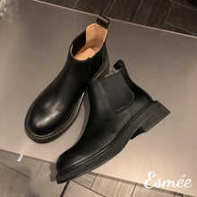 Load image into Gallery viewer, Black-Leather-Ankle-Chelsea-Boots-product-shots
