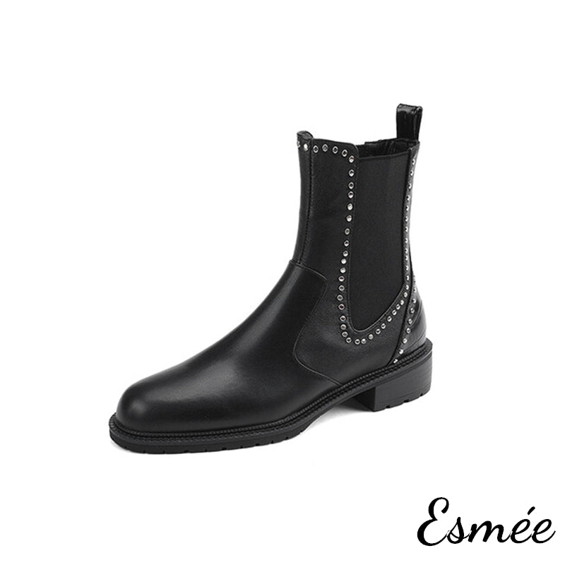 Black-Leather-Chelsea-Boots-with-Alligator-Pattern-and-Rivet-Design-product-shots-white-background