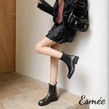 Load image into Gallery viewer, Black-Leather-Chelsea-Boots-with-Brogue-Design-model-shots-1
