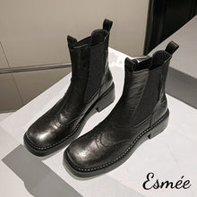 Load image into Gallery viewer, Black-Leather-Chelsea-Boots-with-Brogue-Design-product-shots
