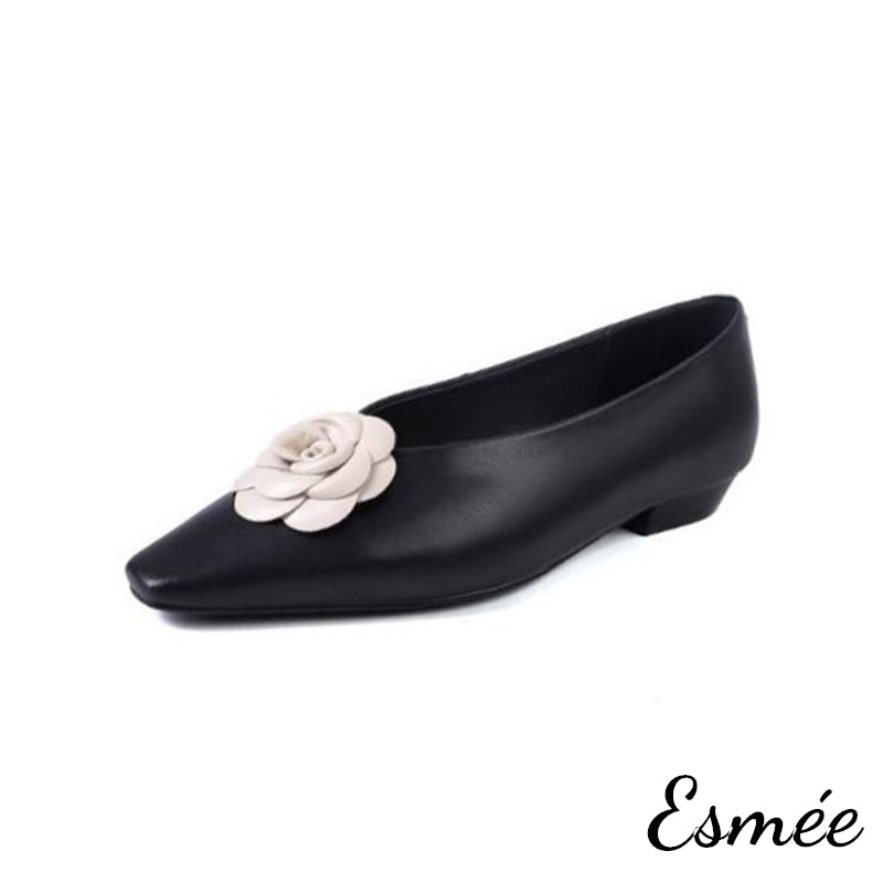Black-Leather-Flats-with-Dual-Color-Flower-Design-product-shots-white-background