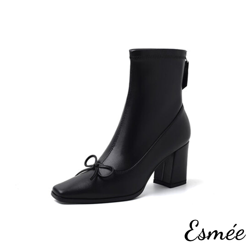 Black-Leather-High-Heel-Ankle-Boots-with-Bow-Knot-Design-product-shots-white-background