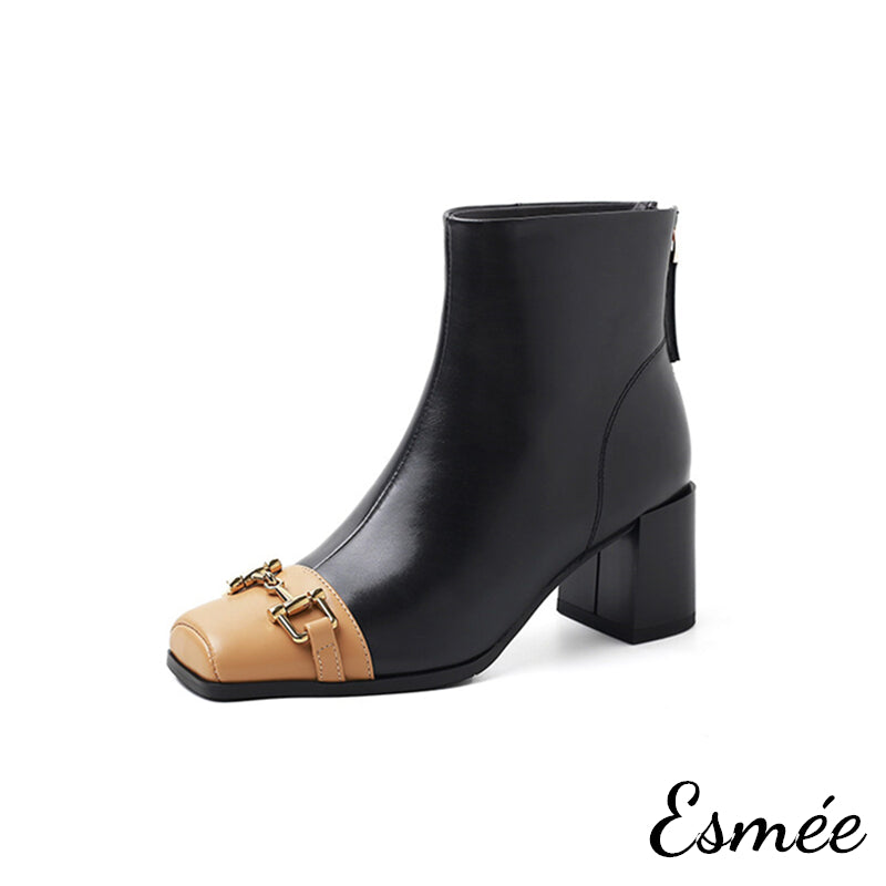 Black-Leather-High-Heel-Ankle-Boots-with-Dual-Color-Toe-Cap-and-Horsebit-Design-product-shots-white-background