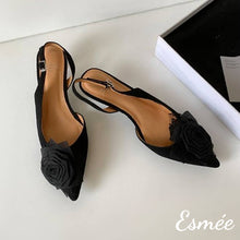 將圖片載入圖庫檢視器 Black-Leather-High-Heel-D_Orsay-Sandals-with-Flower-Design-product-shots
