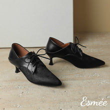 將圖片載入圖庫檢視器 Black-Leather-High-Heel-Oxford-Shoes-with-Horsehair-Pointy-Toe-Design-product-shots
