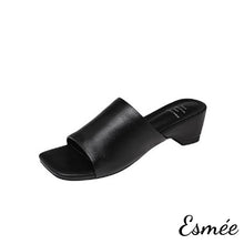 將圖片載入圖庫檢視器 Black-Leather-High-Heel_Mules-with-Squared-Toe-Design-product-shots-white-background
