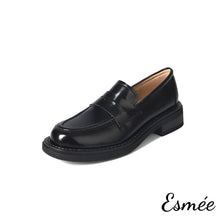 Load image into Gallery viewer, Black-Leather-Loafers-with-Thickened-Outsole-product-shots-white-background
