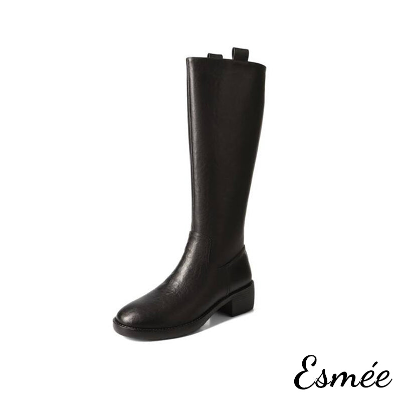 Black-Leather-Long-Boots-with-4.5cm-Block-Heels-product-shots-white-background