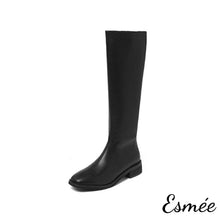 Load image into Gallery viewer, Black-Leather-Long-Boots-with-Side-Zippers-product-shots-white-background
