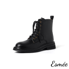 將圖片載入圖庫檢視器 Black-Leather-Marten-Boots-with-Side-Zippers-product-shots-white-background
