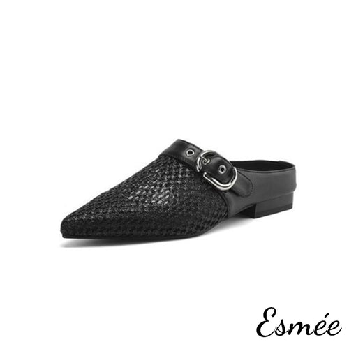 Black-Leather-Mules-with-Hole-and-Grenadine-Design-product-shots-white-background