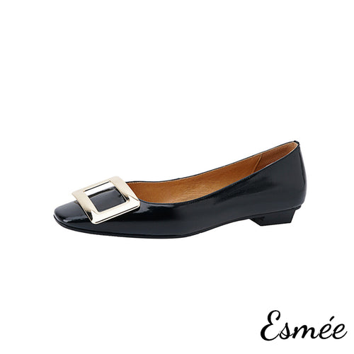 Black-Patent-Leather-Flats-with-Metal-Buckle-product-shots-white-background