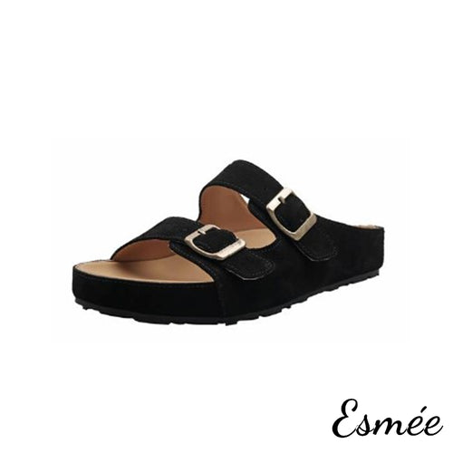Black-Suede-Flat-Sandals-with-Double-Thick-Straps-Design-product-shots-white-background