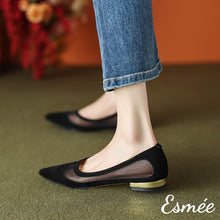 將圖片載入圖庫檢視器 Black-Suede-Flats-with-Net-Design-model-shots
