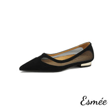 將圖片載入圖庫檢視器 Black-Suede-Flats-with-Net-Design-product-shots-white-background
