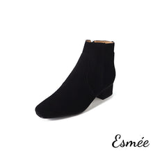 Load image into Gallery viewer, Black-Suede-High-Heel-Ankle-Boots-product-shots-white-background
