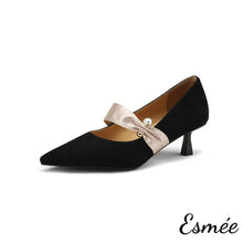 將圖片載入圖庫檢視器 Black-Suede-High-Heel-with-Silk-Straps-product-shots-white-background
