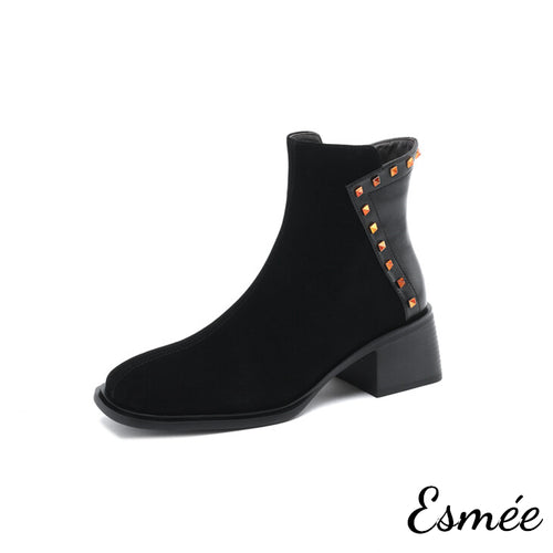 Black-Suede-Leather-Ankle-Boots-with-Rivets-Design-product-shots-white-background