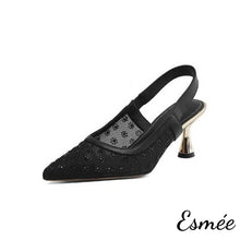 將圖片載入圖庫檢視器 Black-Tulle-High-Heel-Slingback-with-Rhinestone-Design-product-shots-white-background
