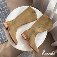 Load image into Gallery viewer, Blackish-Green-Suede-Long-Boots-product-shots
