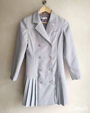 Load image into Gallery viewer, Blue-Korean-Cotton-Blazer-Dress-with-Pleaded-Design-product-shots
