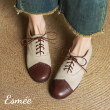 Load image into Gallery viewer, Brown-Fabrics-Oxford-Shoes-with-Dual-Color-Toe-Cap-model-shots
