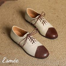Load image into Gallery viewer, Brown-Fabrics-Oxford-Shoes-with-Dual-Color-Toe-Cap-product-shots
