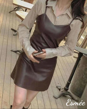 將圖片載入圖庫檢視器 Brown-Korean-Synthetic-One-Piece-Dress-model-shots-1
