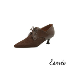 將圖片載入圖庫檢視器 Brown-Leather-High-Heel-Oxford-Shoes-with-Horsehair-Pointy-Toe-Design-product-shots-white-background
