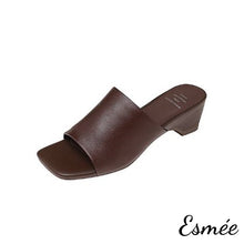 將圖片載入圖庫檢視器 Brown-Leather-High-Heel_Mules-with-Squared-Toe-Design-product-shots-white-background
