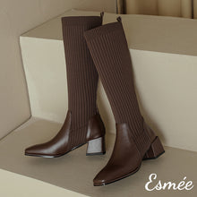 Load image into Gallery viewer, Brown-Leather-Long-Boots-with-Sock-Tube-product-shots
