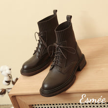 Load image into Gallery viewer, Brown-Leather-Marten-Boots-with-Sock-Tube-product-shots
