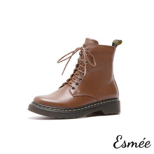 將圖片載入圖庫檢視器 Brown-Leather-Marten-Boots-with-Welt-Design-product-shots-white-background
