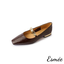 Load image into Gallery viewer, Brown-Leather-Maryjanes-with-Golden-Coin-Design-product-shots-white-background
