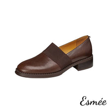 將圖片載入圖庫檢視器 Brown-Leather-Rounded-Loafers-with-Thick-Straps-design-product-shots-white-background
