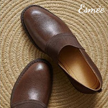 將圖片載入圖庫檢視器 Brown-Leather-Rounded-Loafers-with-Thick-Straps-design-product-shots
