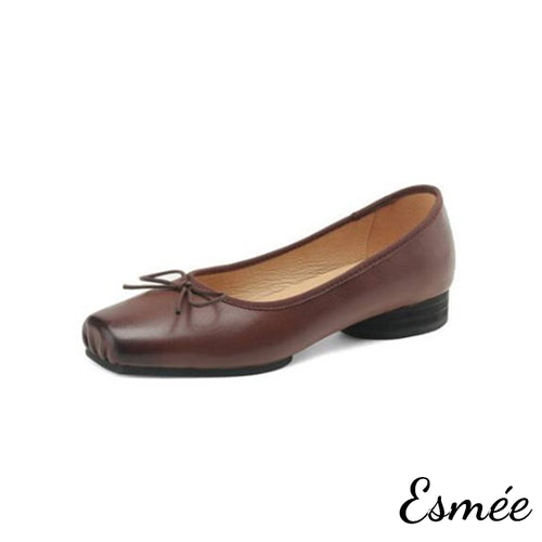 Brown-Leather-Squared-Toe-Ballets-with-Vintage-and-Bow-Knot-Design-product-shots-white-background