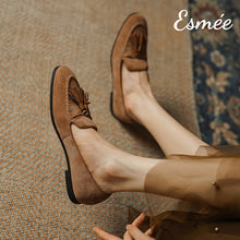 Load image into Gallery viewer, Brown-Suede-Loafers-with-Brown-Leather-Tassel-model-shots
