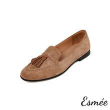 Load image into Gallery viewer, Brown-Suede-Loafers-with-Brown-Leather-Tassel-product-shots-white-background
